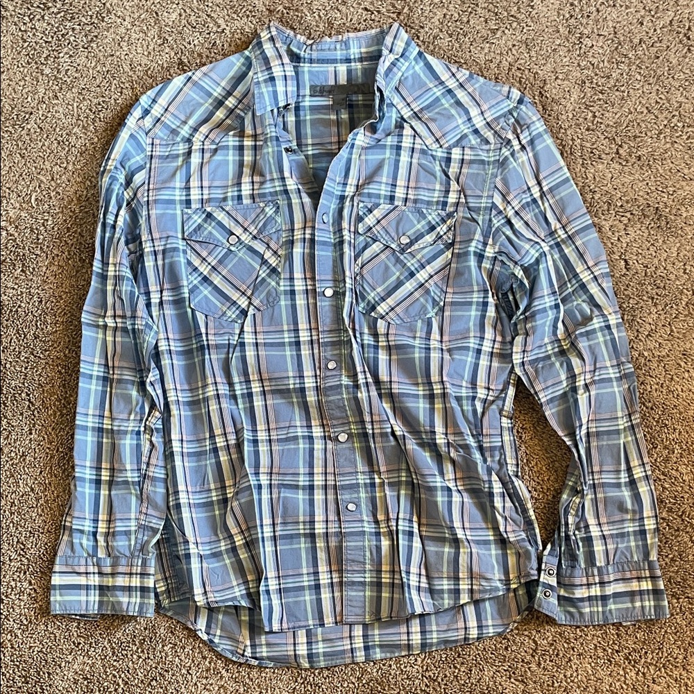 Old Navy Light Blue Plaid Casual Shirt
